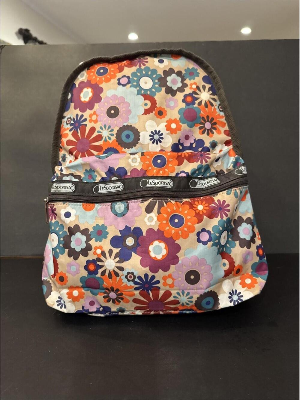 Lesportsac Retro Hippie Floral Design Backpack Travel Bag 12” W X 17” H